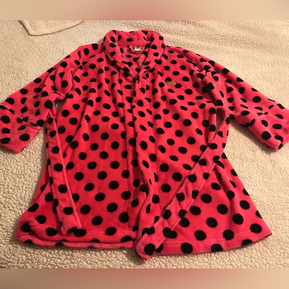 VICTORIAS SECRET Pink Robe POLKA DOT